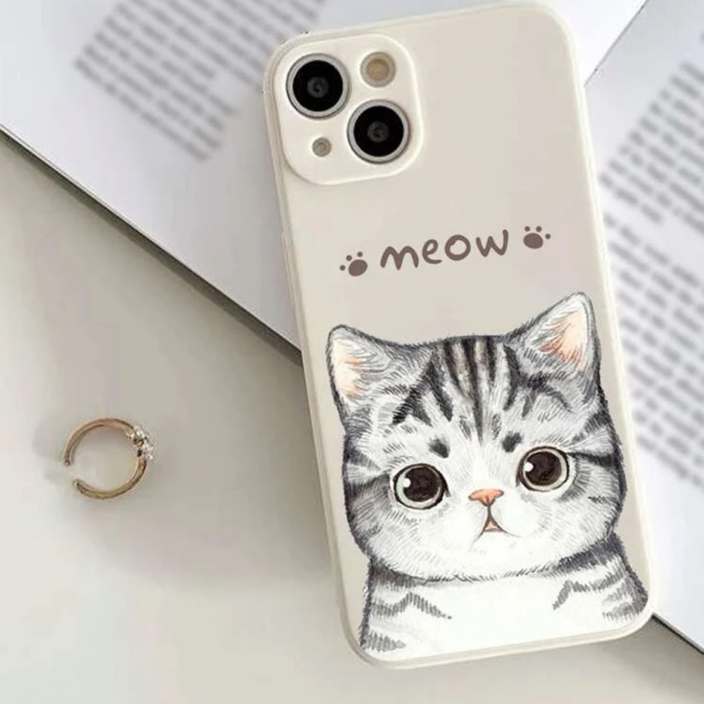 Meow kitty graphic iPhone 13 pro max case cover
